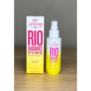 Sol de Janeiro Rio Radiance SPF 50 Body Oil, shimmering sunscreen.